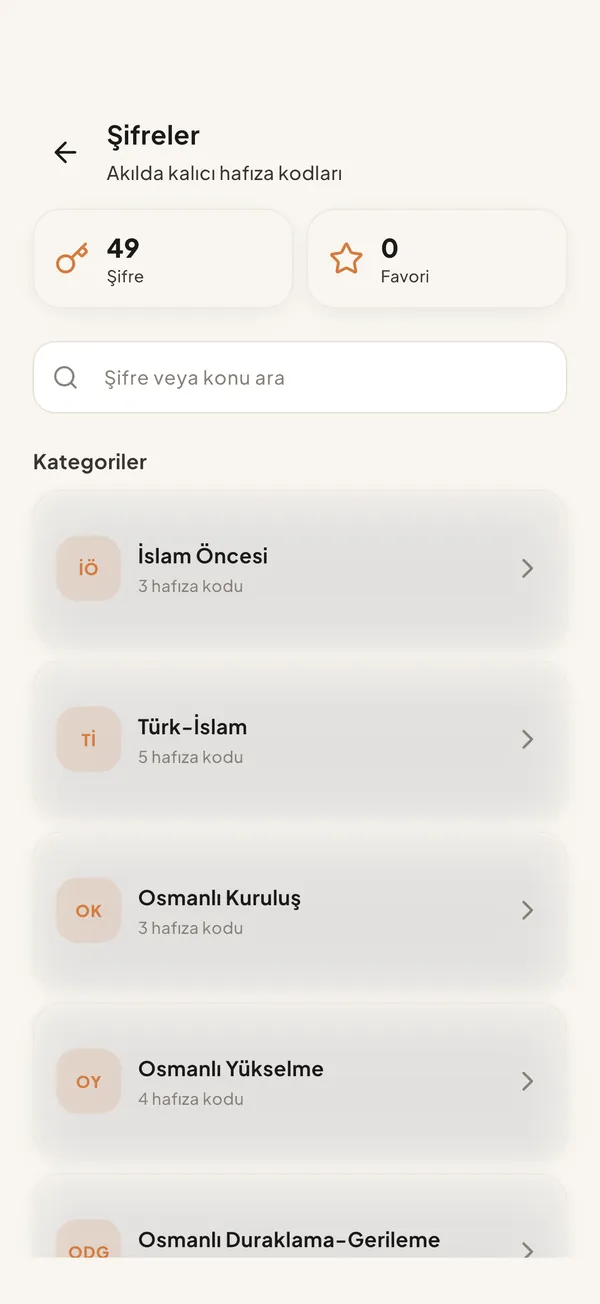 Şifreler — kronolojiyi akılda tutmaya yarayan hafıza kodları