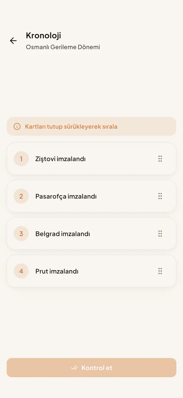 Kronoloji — olayları zaman çizelgesinde gösteren ekran